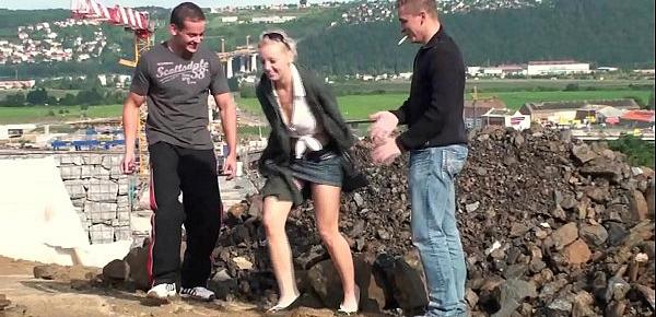  A very cute blond teen girl public fucking with 2 boys in public with oral deep throat blowjob and vaginal sexual threesome intercourse with vaginal pussy fuck while random strangers see them during this exciting adult adventure recorded on a video
